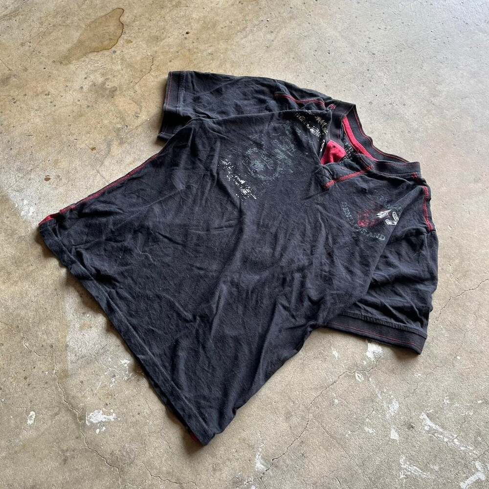 Wrangler Jeans Co. Vintage Y2K Graphic Contrast Stitch Henley